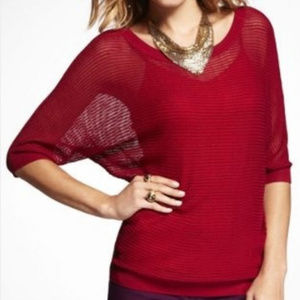 Express Red Mesh Knit Dolman Knit Top